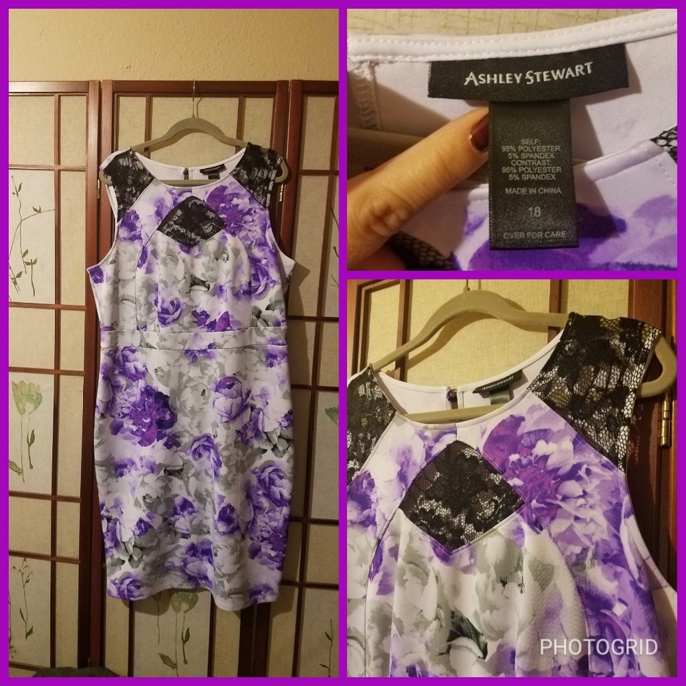 Ashley Stewart purple floral dress size 18